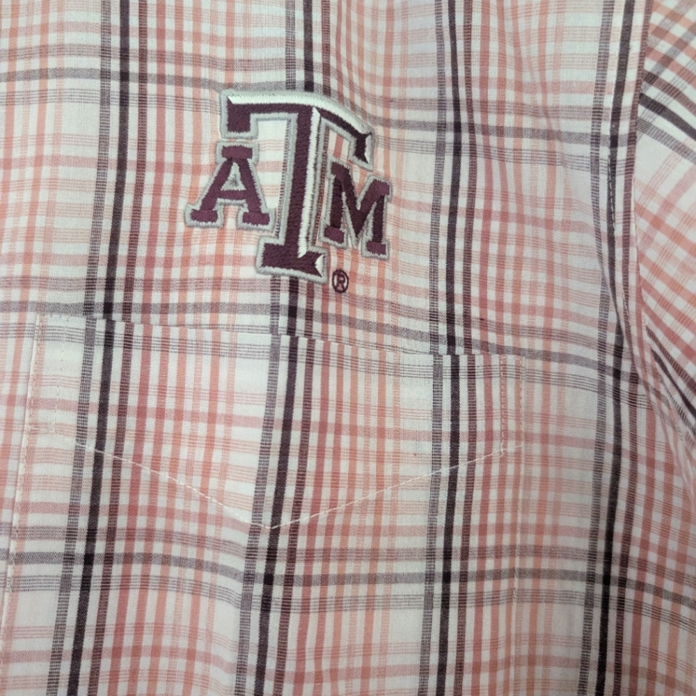 Texas A&M Aggies Antigua Shirt - Mens Medium Button Down Plaid Short Sleeve - Picture 4 of 9